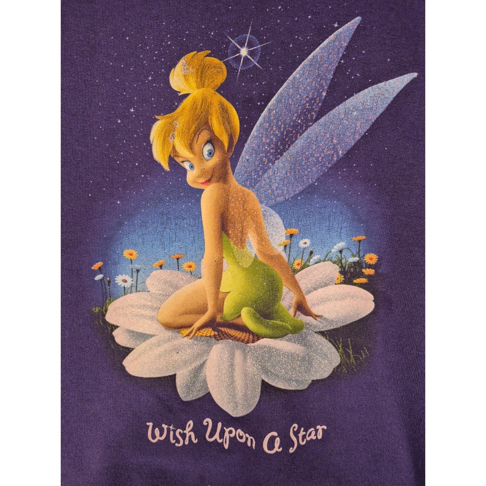 Disney Store Vintage Tinker Bell Wish Upon A Star Purple Sweatshirt Mens L - Picture 3 of 9